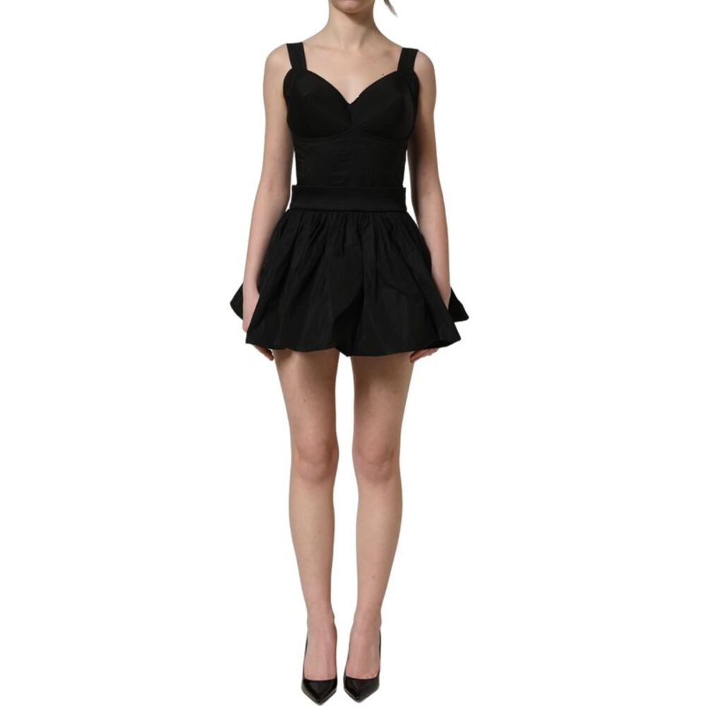 Dolce & Gabbana Black Nylon A-Line Sleeveless Mini Women's Dress